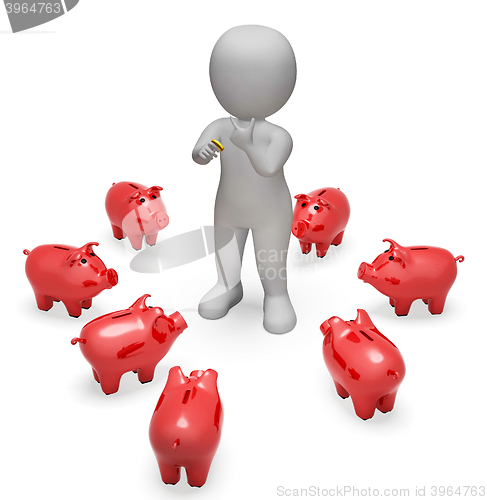 Image of Piggybank Savings Represents Finances Wealth And Money 3d Render