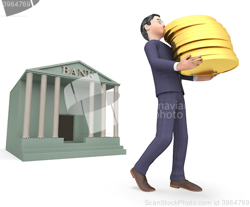 Image of Coins Character Represents Business Person And Rich 3d Rendering