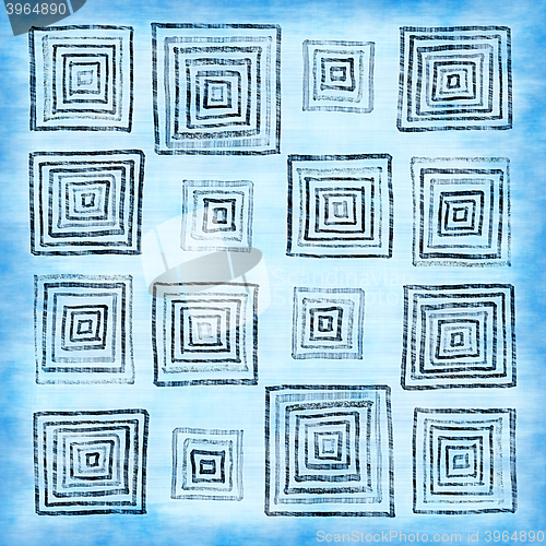 Image of Abstract blue vintage pattern with squares