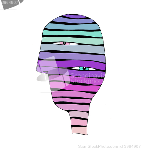 Image of Abstract colorful striped head