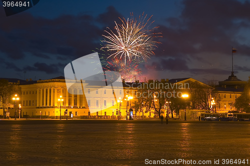 Image of Firework over Main admiralty. Saint-Petersburg