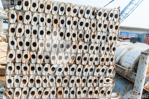 Image of scaffolding elements on construction site