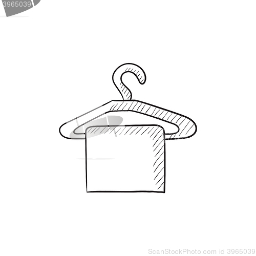 Image of Towel on hanger sketch icon.