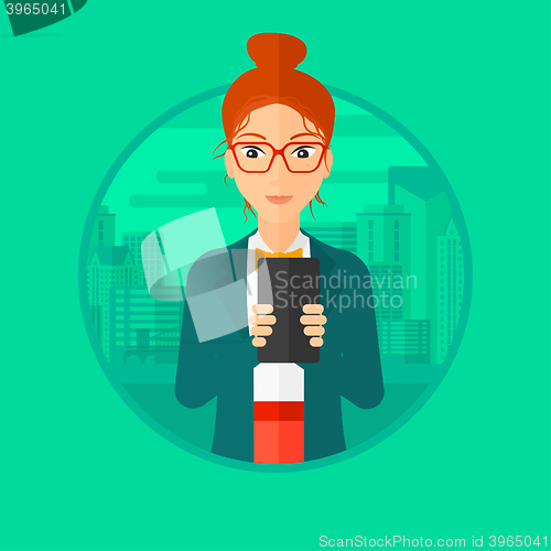 Image of Woman using smartphone.