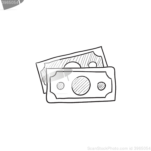 Image of Money banknotes sketch icon.