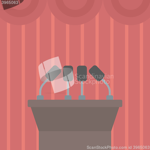 Image of Background of tribune speech with microphones.