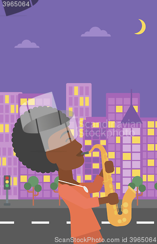 Image of Woman playing saxophone.