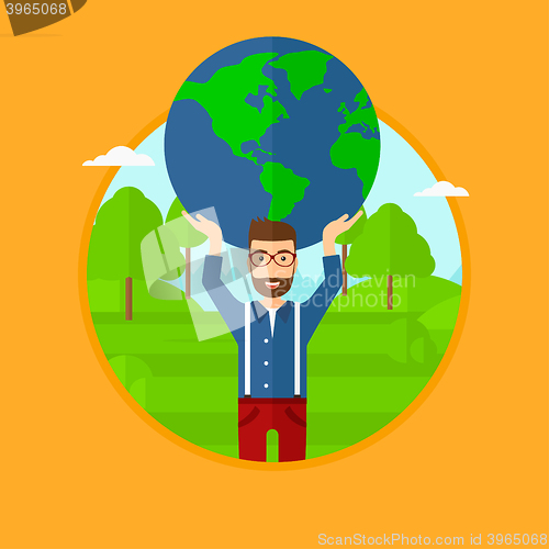 Image of Man holding globe.