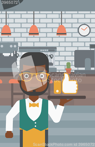Image of Waiter with like button.