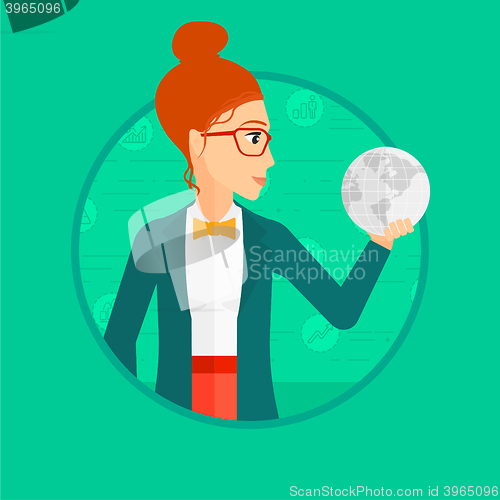 Image of Woman holding globe.