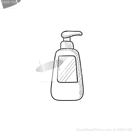 Image of Bottle with dispenser pump sketch icon.