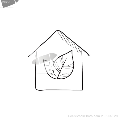 Image of Eco-friendly house sketch icon.