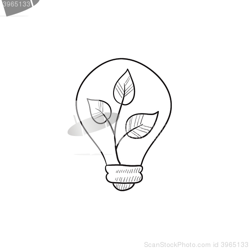 Image of Lightbulb and plant inside sketch icon.