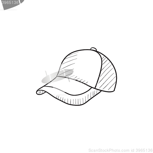 Image of Baseball hat sketch icon.