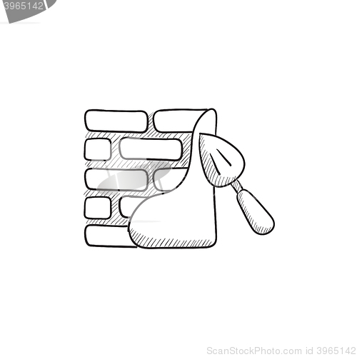 Image of Spatula with brickwall sketch icon.