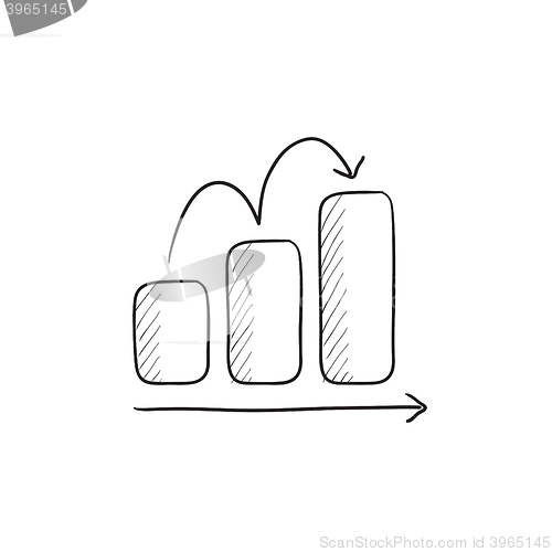 Image of Bar chart upward sketch icon.