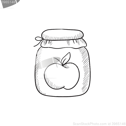 Image of Apple jam jar sketch icon.