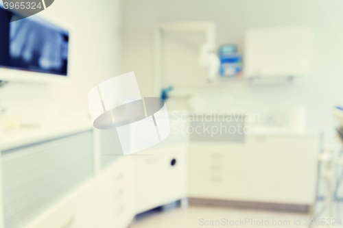 Image of blurred modern dental clinic office interior bokeh