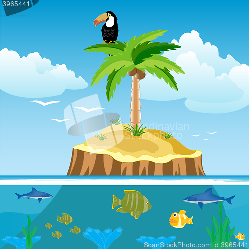 Image of Desert island and undersea world