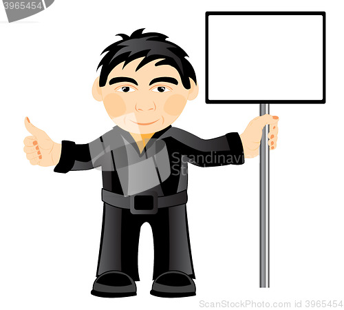 Image of Man with poster in hand