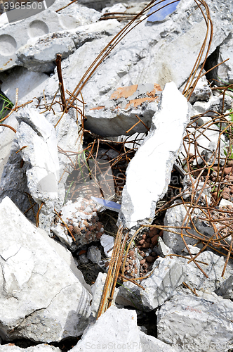 Image of Pieces of Metal and Stone are Crumbling from Demolished Building Floors