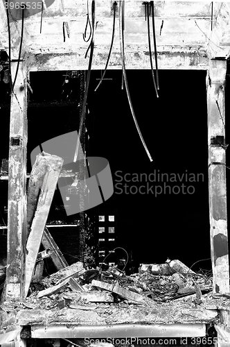 Image of Pieces of Metal and Stone are Crumbling from Demolished Building Floors