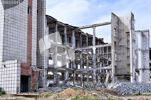 Image of Destroyed industrial building factory appearance