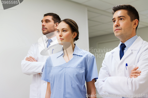 Image of group of medics or doctors at hospital