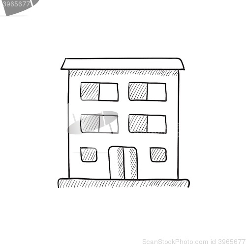 Image of Residential building sketch icon.