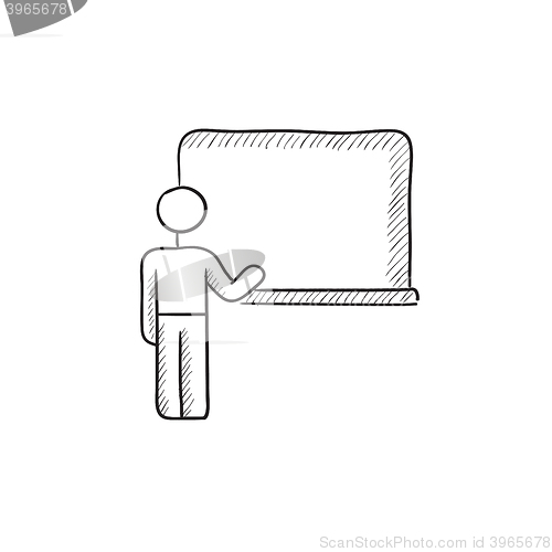 Image of Professor pointing at blackboard sketch icon.