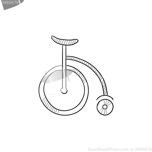 Image of Circus old bicycle sketch icon.