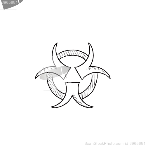 Image of Bio hazard sign sketch icon.