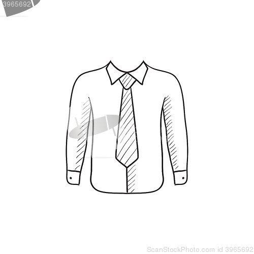 Image of Shirt with tie sketch icon.