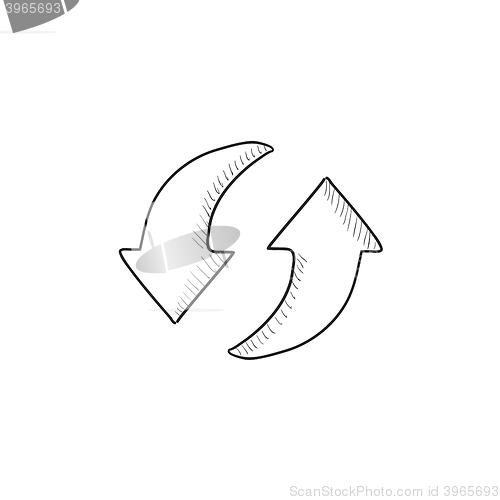 Image of Two circular arrows sketch icon.