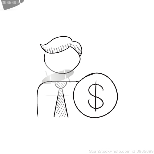 Image of Man with dollar sign sketch icon.