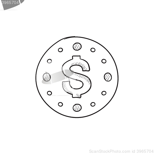 Image of Wall clock with dollar symbol sketch icon.