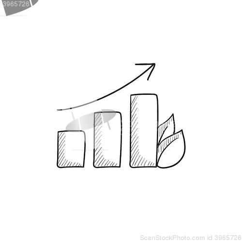 Image of Bar graph with leaf sketch icon.