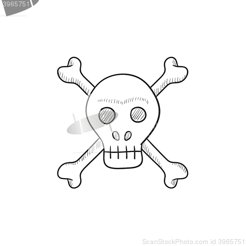 Image of Skull and cross bones sketch icon.