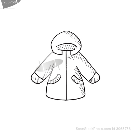 Image of Winter jacket sketch icon.