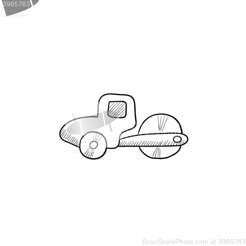 Image of Road roller sketch icon.