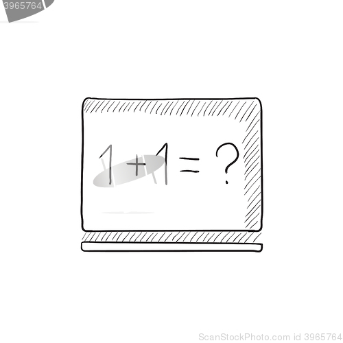 Image of Maths example written on blackboard sketch icon.