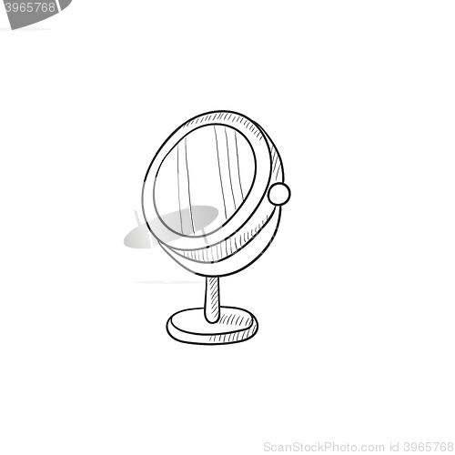 Image of Round makeup mirror sketch icon.