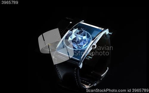 Image of close up of smart watch with polygonal projection