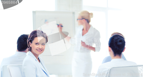 Image of businesswoman on business meeting in office