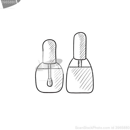 Image of Bottles of nail polish sketch icon.