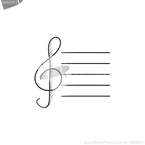 Image of Treble clef sketch icon.