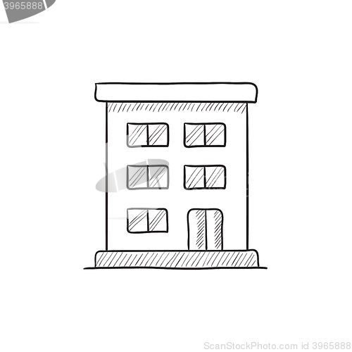 Image of Residential building sketch icon.