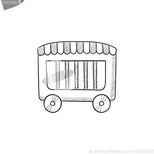 Image of Circus wagon sketch icon.