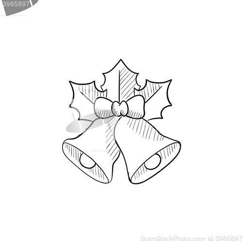 Image of Christmas bells  sketch icon.