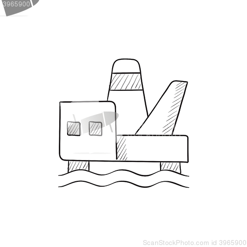 Image of Offshore oil platform sketch icon.